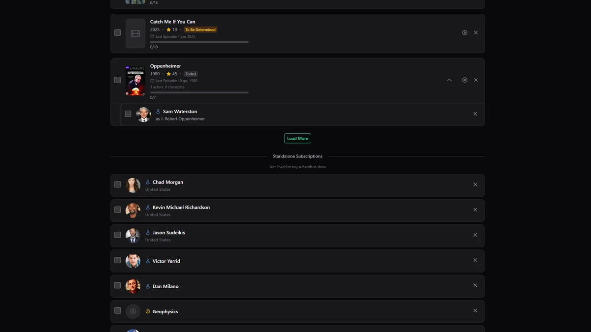 Seguimiento de Actores y Personajes