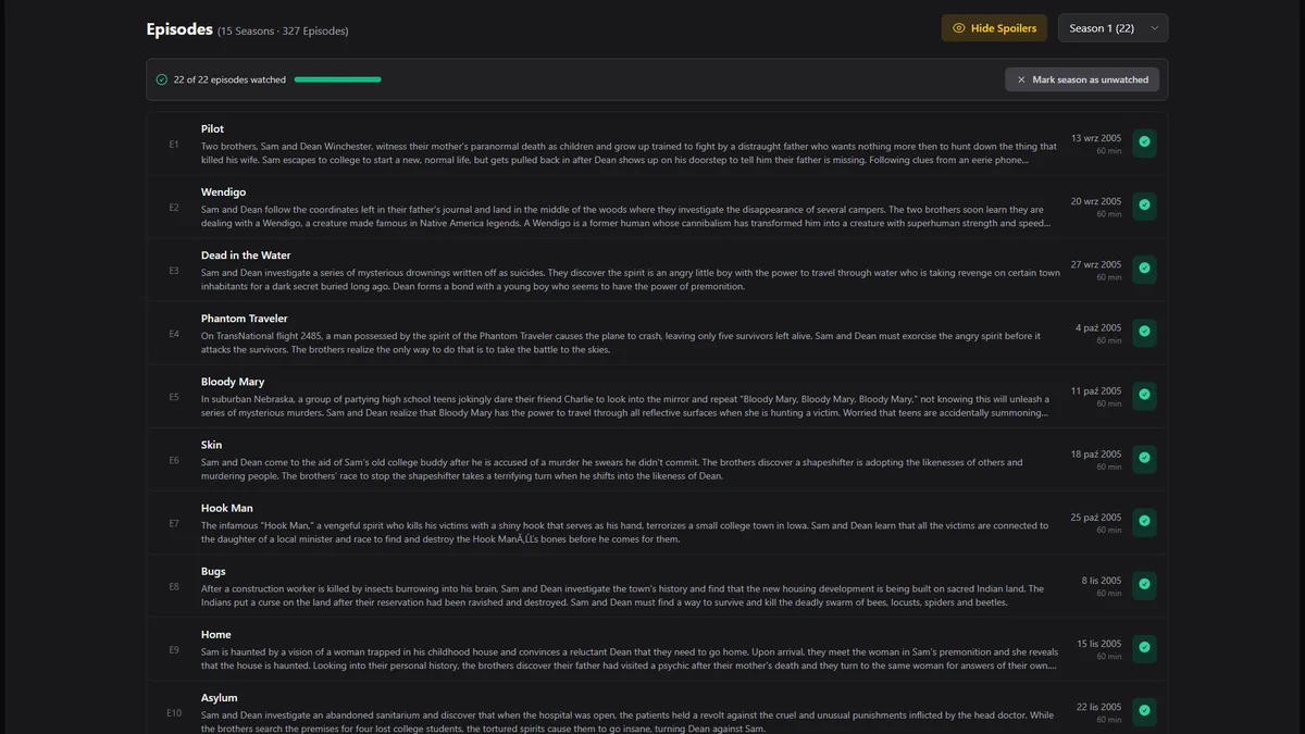 Seguimiento de Series (1/3)